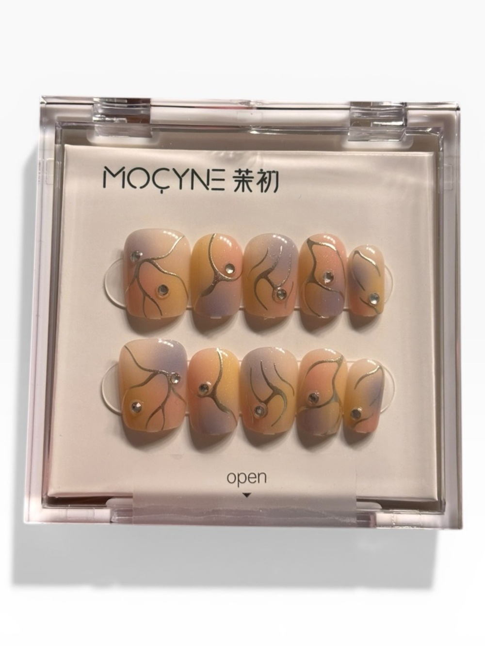 Pastel Peach and Metallic Silver Press-On Nail Set